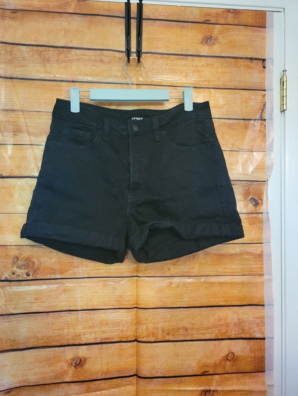 Women's Black Denim Roll-Hem Shorts S10